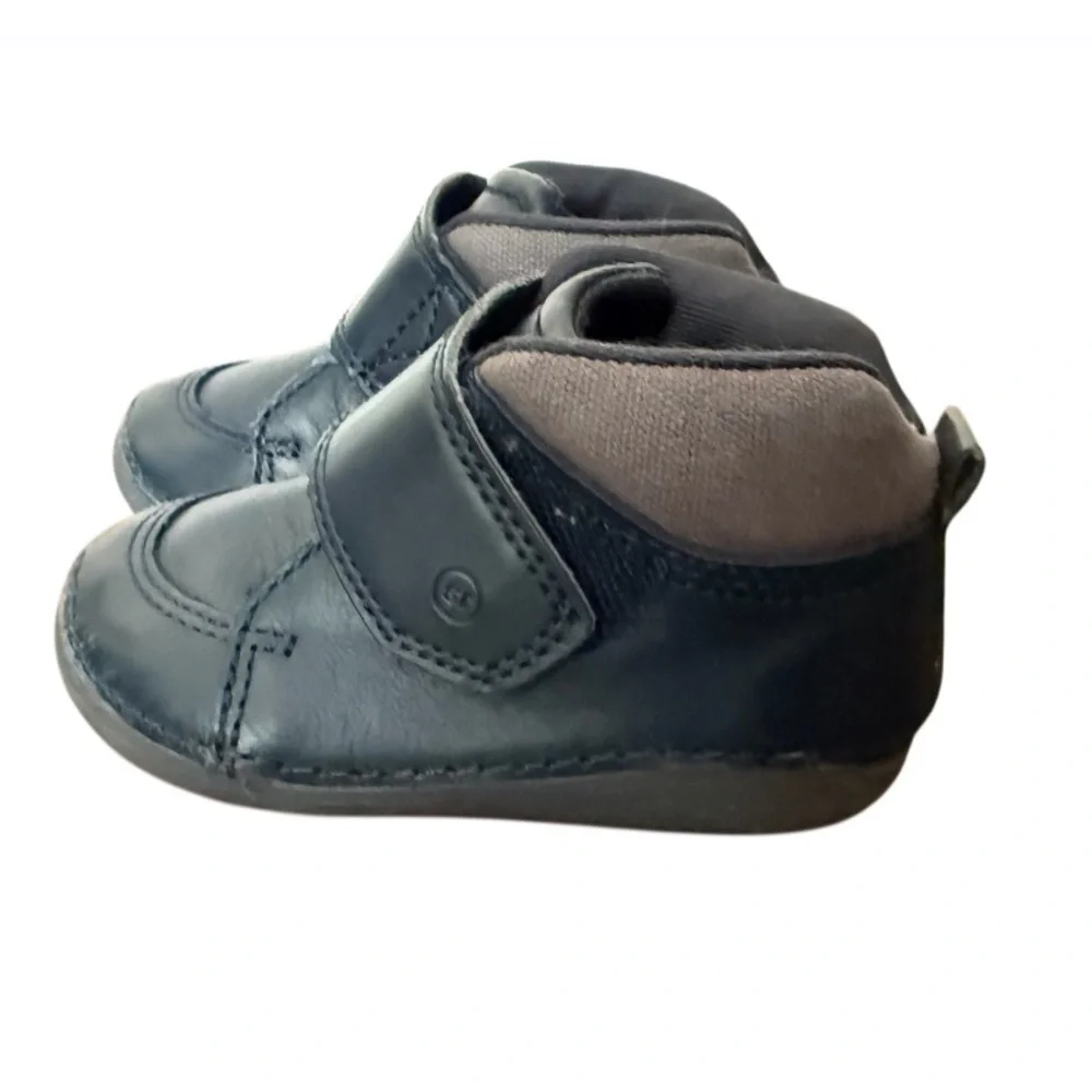 Stride Rite Mateo Navy Blue Leather Boot-Infant Walker Shoes-Size 4.5W
